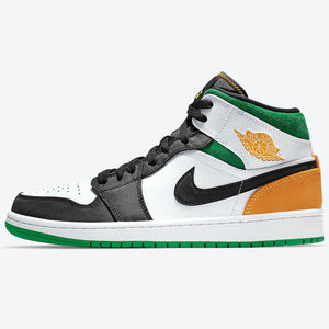 Air Jordan 1 Mid SE White Black Green Yellow