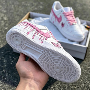 Air Force 1 Pink Drip & Butterfly Custom