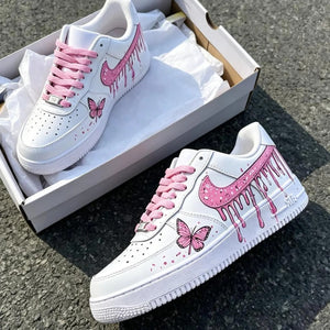 Air Force 1 Pink Drip & Butterfly Custom