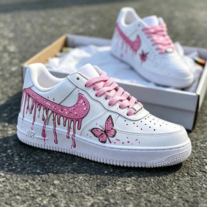 Air Force 1 Pink Drip & Butterfly Custom
