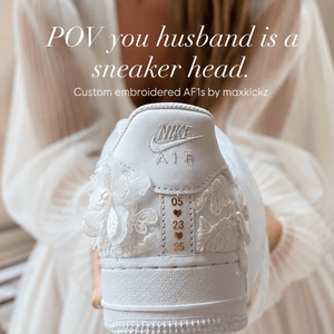 Personalized Floral Lace Couple Initials & Wedding Date Bridal Air Force 1