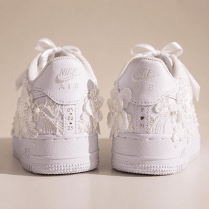 Personalized Floral Lace Couple Initials & Wedding Date Bridal Air Force 1