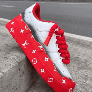 Red Smoke Rope Lace Air Force 1 Custom