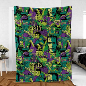 Oh Groovy Frankenstein Universal Horror Fleece Blanket