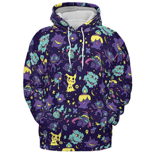 Gengar Ghost Pokemon Pattern All-over Print Hoodie