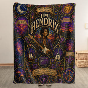 Jimi Hendrix Sherpa Blanket Purple Haze Stained Glass Blanket