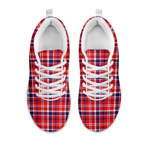 4th of July American Plaid Print White Running Shoes