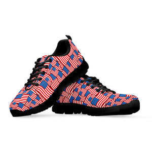 4th of July USA Flag Pattern Print Black Running Shoes