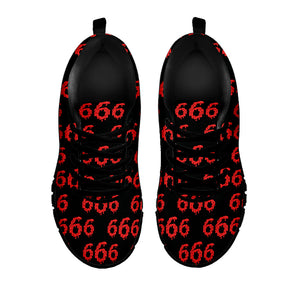 666 Satan Pattern Print Black Running Shoes