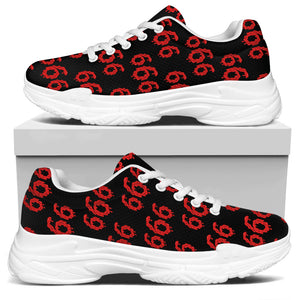666 Satan Pattern Print White Chunky Shoes