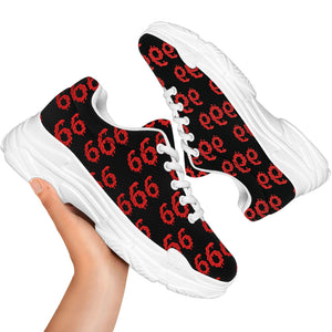 666 Satan Pattern Print White Chunky Shoes