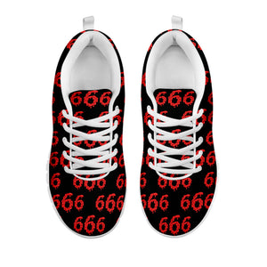 666 Satan Pattern Print White Running Shoes