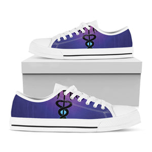 7 Chakras Caduceus Print White Low Top Sneakers