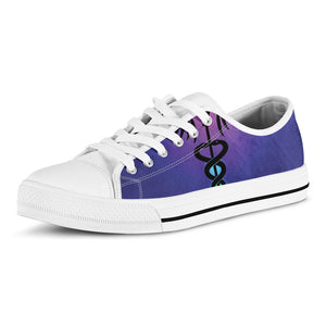 7 Chakras Caduceus Print White Low Top Sneakers