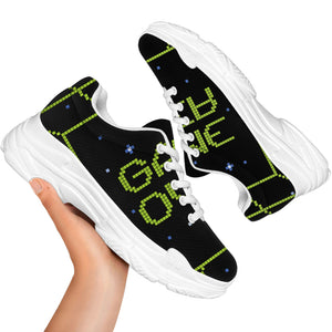 8-Bit Game Over Print White Chunky Shoes