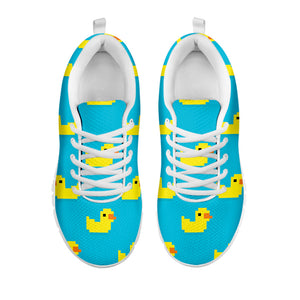 8-Bit Rubber Duck Pattern Print White Running Shoes