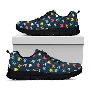 8-Bit Video Game Monsters Pattern Print Black Running Shoes