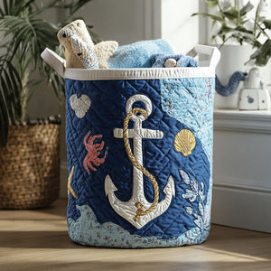 Anchored Bliss Quilted Laundry Basket Merch For Kids