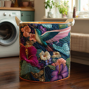 Antique Hummingbird Quilted Laundry Basket Merch For Family