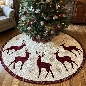 Antlered Elegance Christmas Quilted Tree Skirt Exclusive Christmas Tree Skirt Merch Collection