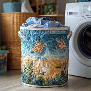 Aqua Glide Quilted Laundry Basket Merch For Friends