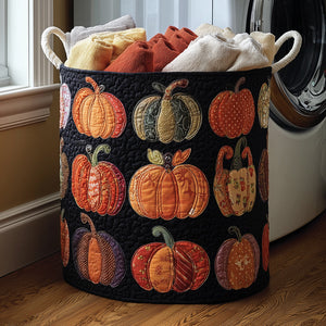 Autumn Pumpkins Quilted Laundry Basket Father’s Day Merch Gift