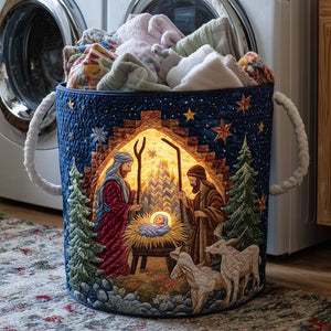 Bethlehem Night Quilted Laundry Basket Merch For Home And Living