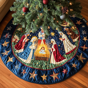 Bethlehem Peace Christmas Quilted Tree Skirt Special Holiday Tree Skirt Gift for Newlyweds
