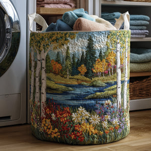 Birch Forest Quilted Laundry Basket Anniversary Merch Gift