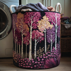 Birch Forest Quilted Laundry Basket Thanksgiving Merch Gift