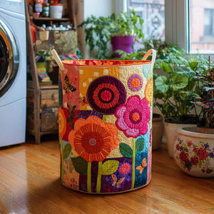 Bohemian Floral Quilted Laundry Basket Mother’s Day Merch Gift