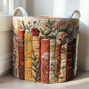 Bookish Garden Quilted Laundry Basket Merch For Family Time
