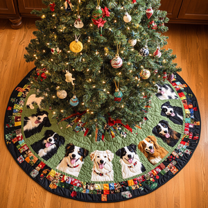 Border Collie Magic Christmas Quilted Tree Skirt Holiday Merch That Completes Your Christmas Setup
