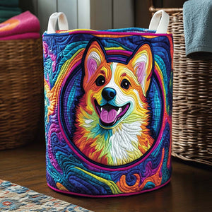 Bright Corgi Quilted Laundry Basket Graduation Merch Gift