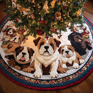 Bulldog Heart Christmas Quilted Tree Skirt Meaningful Christmas Gift to Warm the Heart