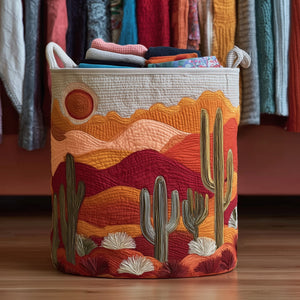Cactus Sunset Quilted Laundry Basket Mother’s Day Merch Gift
