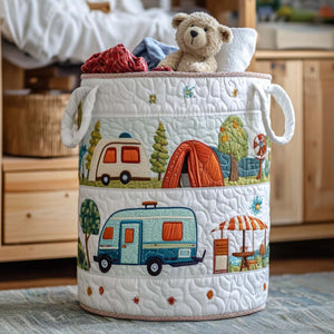 Camper Nights Quilted Laundry Basket Mother’s Day Merch Gift