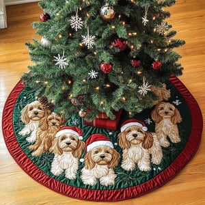 Cavapoo Magic Christmas Quilted Tree Skirt Exclusive Holiday Tree Skirt Gift for Families