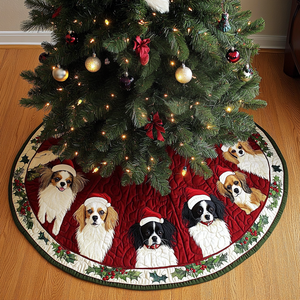 Christmas Papillon Christmas Quilted Tree Skirt Perfect Tree Skirt Gift for Mom or Grandma