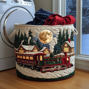 Christmas Train Quilted Laundry Basket Christmas Merch Gift