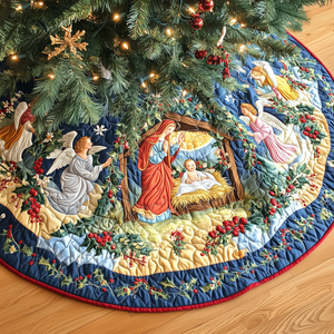 Christs Arrival Quilted Tree Skirt Birthday Merch Gift