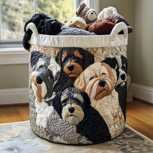 Classic Schnauzer Quilted Laundry Basket Holiday Merch Gift