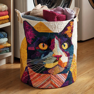 Colorburst Black Cat Quilted Laundry Basket Merch For Family