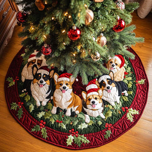 Corgi Bliss Christmas Quilted Tree Skirt Thoughtful Christmas Tree Skirt Gift Idea