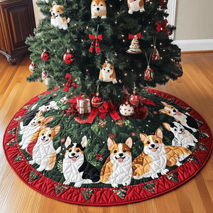 Corgi Holiday Quilted Christmas Tree Skirt Perfect Holiday Gift for Home Decor Lovers
