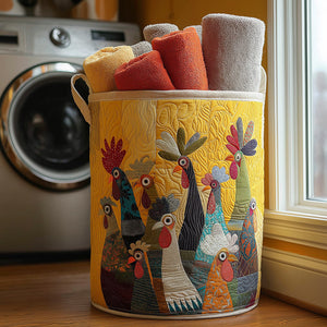 Country Rooster Quilted Laundry Basket Gift Idea For Busy Families