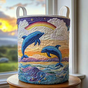 Dolphin Crest Quilted Laundry Basket Holiday Season Merch