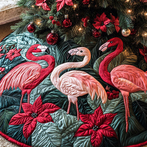 Festive Flamingos Quilted Christmas Tree Skirt Exclusive Christmas Tree Skirt Merch Collection