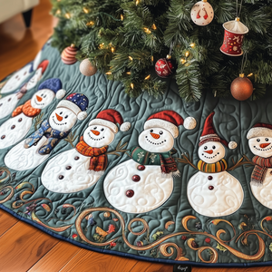 Festive Snowman Quilted Tree Skirt Lovely Mother’s Day Gift Merch