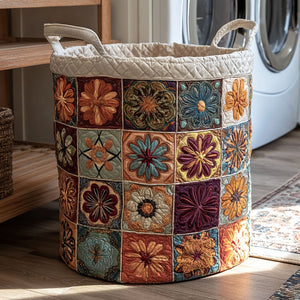 Forest Mandala Quilted Laundry Basket Merch For Family